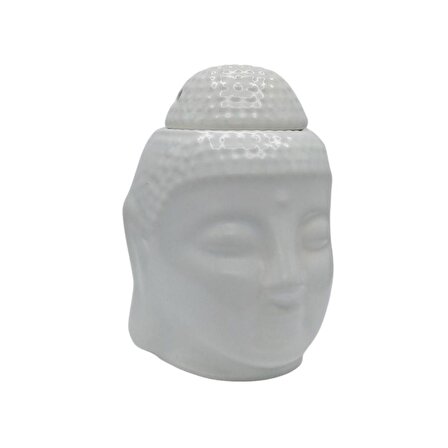 Seramik Buda Buhurdanlık Beyaz Mat 13cm