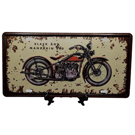 Dekoratif 3D Metal Plaka Harley Davidson 1933 Black And Mandarin Red 30cm