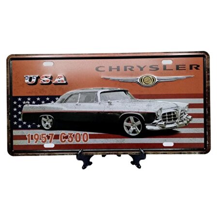 Dekoratif 3D Metal Plaka USA Chrysler 1957 C300 30cm
