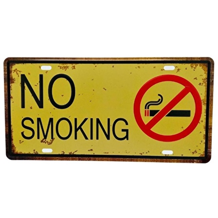 Dekoratif 3D Metal Plaka No Smoking 30cm