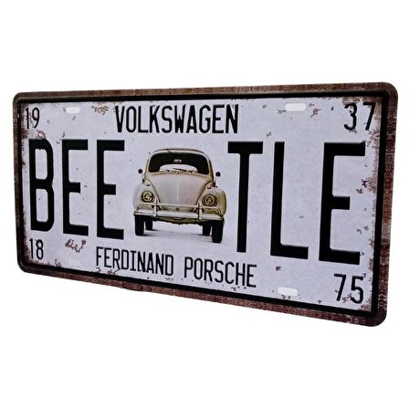 Dekoratif 3D Metal Plaka Volkswagen Beetle 30cm
