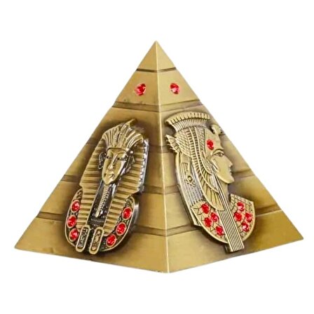 Vintage Metal Mısır Piramidi Biblo Antik Bronz 8 cm