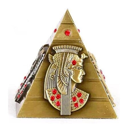 Vintage Metal Mısır Piramidi Biblo Antik Bronz 8 cm