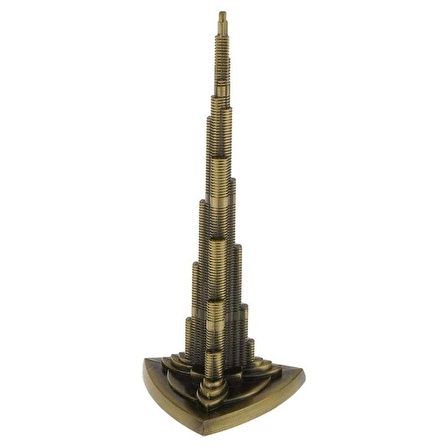 Vintage Metal Burj Khalifa Biblo Antik Bronz 25 cm Burç Halife