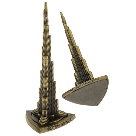 Vintage Metal Burj Khalifa Biblo Antik Bronz 25 cm Burç Halife