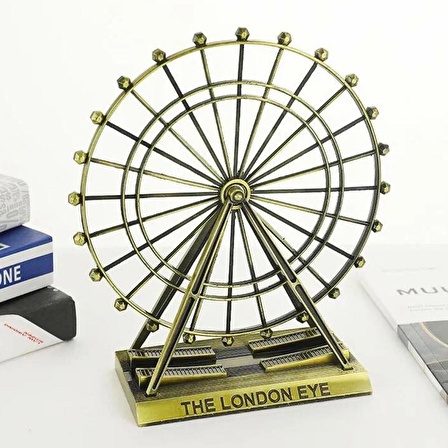 Vintage Metal İngiltere London Eye Biblo Antik Bronz 9 cm