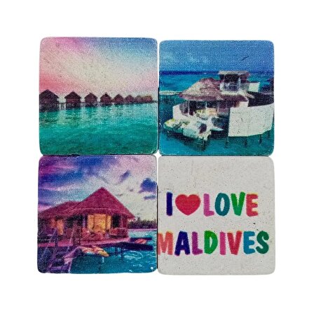 Maldivler Temalı Dörtlü Taş Magnet