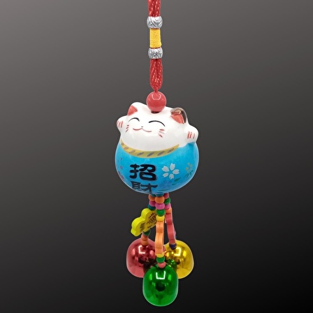 Feng Shui Maneki Neko Şans Kedisi Mavi No.3