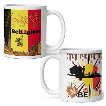 Belçika Kupa Bardak 2 Adet Seyahat Hatıra Belgium Mug