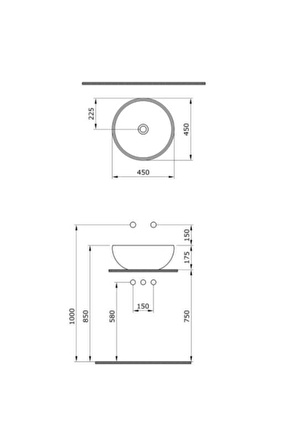 Bocchi Venezia Çanak Lavabo 45 cm, Mat Siyah 1119-004-0125