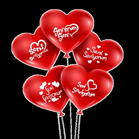 Seni Seviyorum Yazılı 20 li Kalp Balon