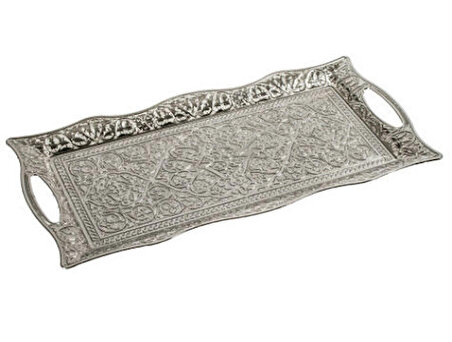 Osmanlı Motifli 2 Kişilik Servis Tepsisi - Gümüş