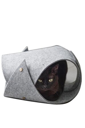 Toby Gri  Kedi Tüneli Evcil Hayvan Oyuncağı kedi yatağı Yavru Yetişkin Kedi Oyun Evi Tünel