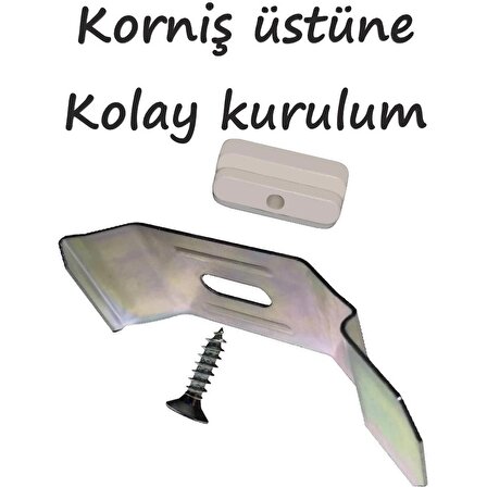 Stor Perde Montaj Ayağı Seti ---GENİŞ, TAÇLI, PANELLİ KASA 5 CM İÇİN, Çelik Yaylı Portray KORNİŞ ÜZERİ MONTAJ APARATI