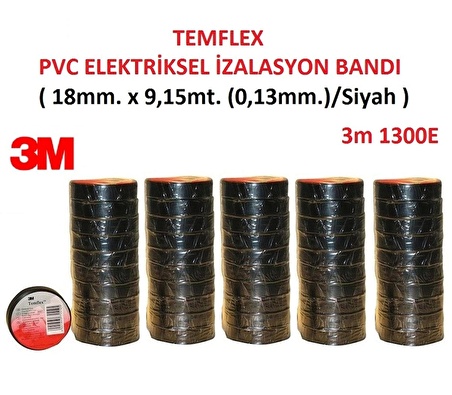 3M Elektrik Bandı Temflex 1300E Siyah 50 Adet