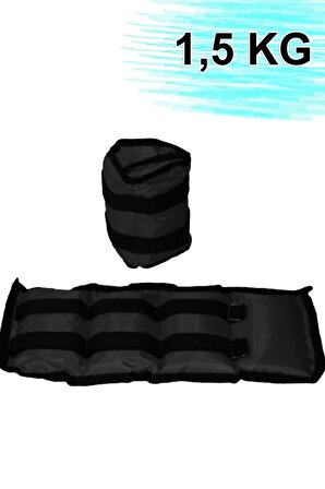 El Ve Ayak Bilek Ağırlığı 2x1 ,5 Kg Kum Torbası Korsesi Ağırlık Kas Güçlendirmek Pilates 1.5kg Siyah