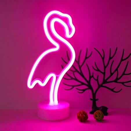 Dekoratif Flamingo Neon Led Gece Lambası Sevimli Led Flamingo Ev Çocuk Yatak Odası Dekor Lambası