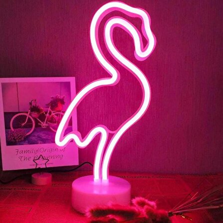 Dekoratif Flamingo Neon Led Gece Lambası Sevimli Led Flamingo Ev Çocuk Yatak Odası Dekor Lambası