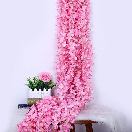 Yapay Çiçek Dolanan Sarkan Ortanca Çiçekli 100 cm PEMBE