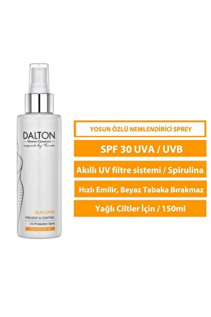 Dalton Marine Cosmetics 30+ Faktör Yaşlanma Karşıtı Karma-Yağlı Ciltler İçin Renksiz Güneş Koruyucu Sprey 150 ml