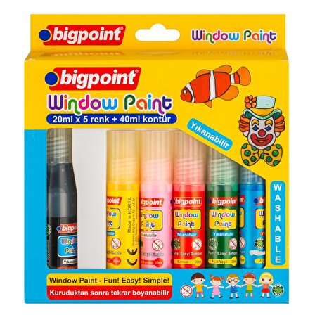 Bigpoint Cam Boyası (Window Paint) 5 Renk x 20 ml