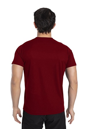 Crozwise V Yaka Erkek Bordo Spor T-shirt - 7136-07