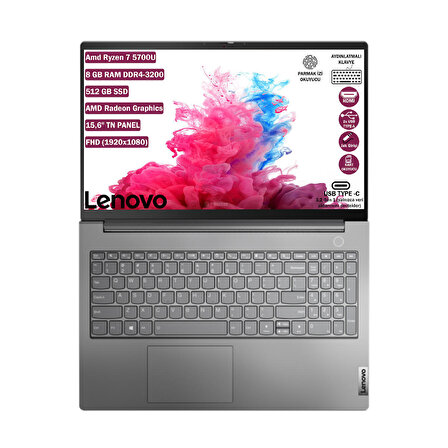 Lenovo Ideapad Amd Ryzen 7 5700U 8 GB 512 GB SSD 15.6" Fhd Freedos Taşınabilir Bilgisayar 82KU00T7TX