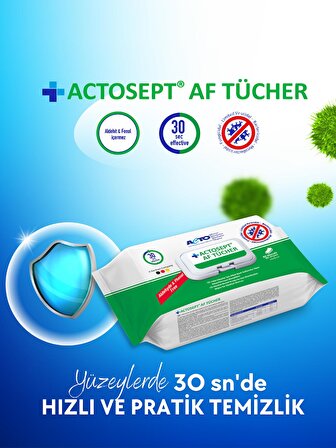 ACTOSEPT® AF TÜCHER 80 pcs 2 adet | Yüzeyler İçin Alkol Bazlı Kullanıma Hazır Dezenfeksiyon Mendili