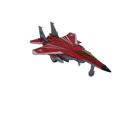 Oyuncak Savaş Uçağı Sesli Işıklı Metal Savaş Uçağı Kırmızı 16cm.