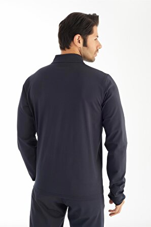 Crozwise Dalgıç Yarım Yaka - Erkek Lacivert Tam Fermuarlı Spor Sweatshirt - 6040-01