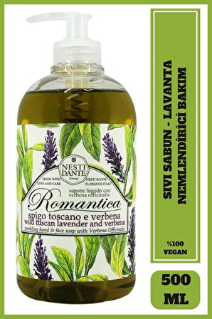 Sıvı Sabun Romantica Yabani Toskana Lavantası ve Mineçiçeği Kokulu Arındırıcı Vegan Bakım 500 ml