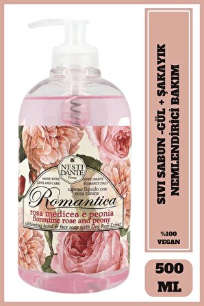 Sıvı Sabun Romantica Floransa Gülü ve Şakayık Kokulu Arındırıcı Vegan Bakım 500 ml