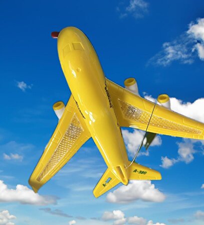 Işıklı, Uzaktan Kumandalı 6 Yöne Hareket edebilen Eğlenceli Airbas Yolcu Uçağı - Kumandalı Uçak