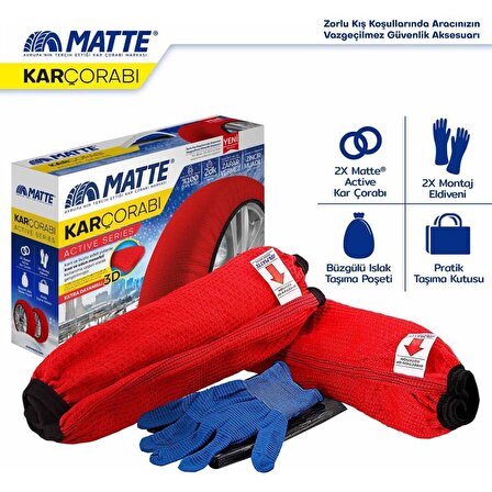 Matte Kar Çorabı 315/30 R18 Kar Zinciri Muadili Large Kırmızı