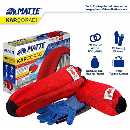 Matte Kar Çorabı 265/75 R15 Kar Zinciri Muadili 2X-Large Kırmızı