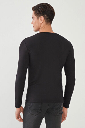 Mcl Erkek V Yaka Uzun Kol T-Shirt 2079181 Siyah