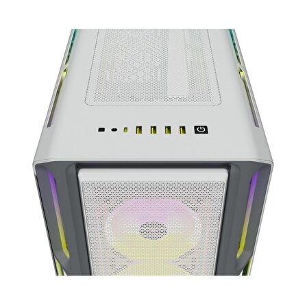 Corsair iCue 5000T CC-9011231-WW 3 Fanlı Beyaz ATX Oyuncu Bilgisayar Kasası