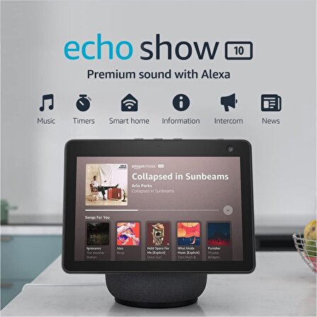Echo Show 10 (3. Nesil) | premium ses ve Alexa özellikli HD akıllı ekran | Siyah
