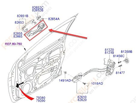 Hyundai i20 Kapı Kolu Ön Diş 2012-2015 Benzin 1.4 6Vites 74Kva