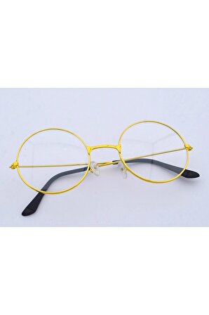 Sarı Yuvarlak Metal Gözlük