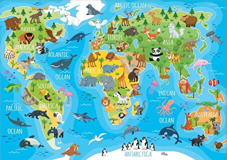 Educa 150 Parça Hayvan Popülasyonu Haritası Çocuk Puzzle