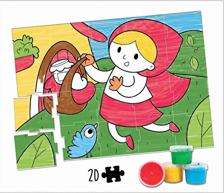 Educa 20 Parça Kırmızı Başlıklı Kız Boyama ve Puzzle Seti