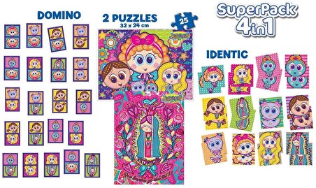 Educa Kız Çocuk Eğitici Oyun ve Puzzle Seti - Puzzle, Domino ve Memory