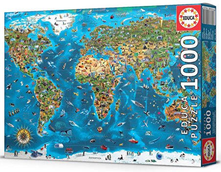 Educa 1000 Parça Dünya Harikaları Harita Puzzle
