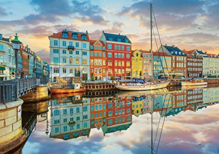 Educa 2000 Parçalık Kopenhag Limanı'nda Gün Batımı Puzzle