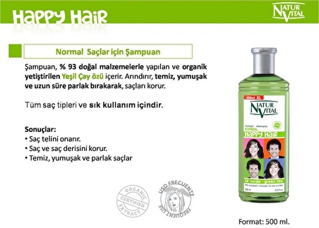 Natur Vital Happy Normal Saçlar Doğal Şampuan 500ml