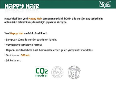 Natur Vital Happy Kuru Saçlar İçin Doğal Şampuan 500ml Aile Boyu