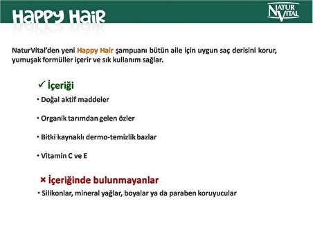 Natur Vital Happy Kuru Saçlar İçin Doğal Şampuan 500ml Aile Boyu