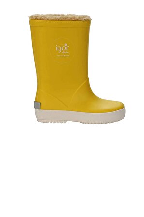 Igor W10207007 Topuksuz Kürklü Su Geçirmez Sarı Pvc Kız Çocuk Yağmur Çizmesi