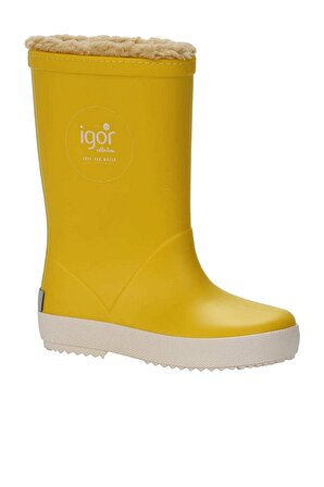 Igor W10207007 Topuksuz Kürklü Su Geçirmez Sarı Pvc Kız Çocuk Yağmur Çizmesi